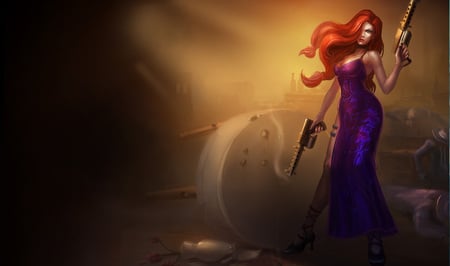 League of Legends - Miss Fortune - fun, cowgirls, riot, league, drawing, fantasy, western, art, miss, anime, guns, fortune, legends