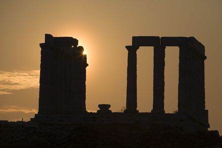 Greece - ancient, sun, sunset, temple, cape sounio, greece