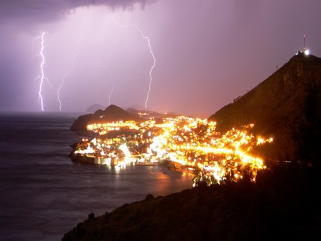 Storm in Dubrovnik - storm, sea, city, dubrovnik