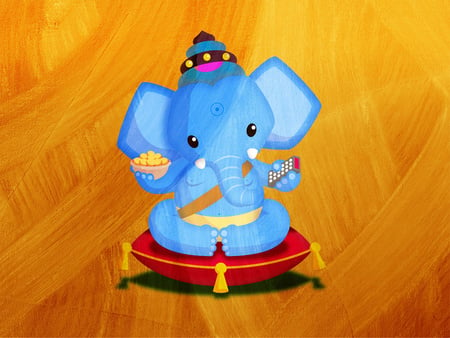 Anime Elephant - anime, elephant, blue, funny