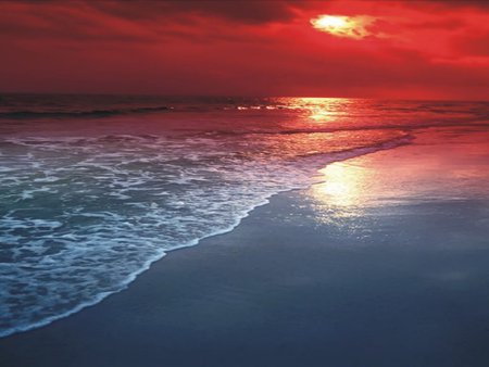 Bloody Sky - red, sea, ocean, sun, sky