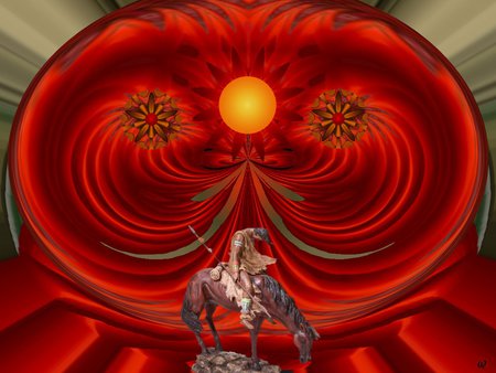 Sunset on the Tired Hunter - eye candy, collage, 3d, fractal, abstract