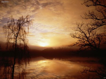 Landscapes_West_Highlands_Scotland - cloud, lakes, landscape, trees, sunset, nature, sun