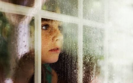 Rainy Day - cg, abstract, window, rain, girl, 3d