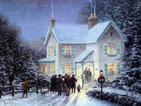 Christmas carols - painting, snow, art, christmas