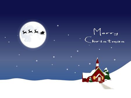 Merry christmas - christmas, moon, santa, holiday, blue, snow