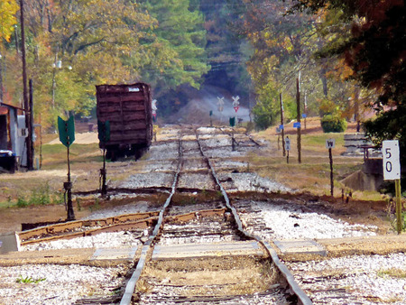 Old train tracks and car - train, tracks, railroad, car, old