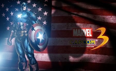 Captain America Marvel vs Capcom 3 - red, blue, white, captain, marvel, video games, cap, flag, capcom, america