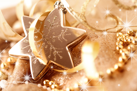 Golden Star - star, people, amazing, photography, garland, lovely, christmas, holiday, new year, lights, cute, decorations, golden, shine