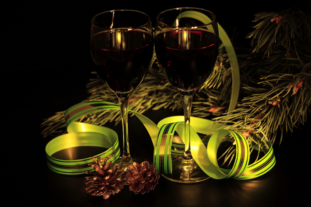 Night before Christmas - carol, magic, happy new year, beautiful, photography, evening, beauty, garland, lovely, christmas, wine, holiday, new year, lights, merry christmas