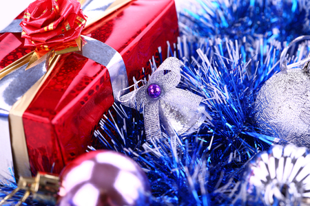 Christmas gift - new year, photography, ball, lovely, garland, christmas, balls, holidays, red, decorations, blue, cute