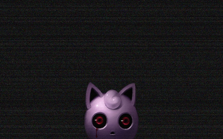 Jigglypuff - jigglypuff, pokemon, black fuzz, creepy, red eyes