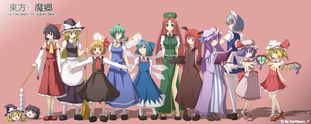 Touhou Characters - sakuya izayoi, marisa kirisame, flandre scarlet, knowledge patchouli, crino, daiyousei, reimu hakurei, hong meiling, riu natsume, remilia scarlet