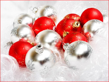 Festive balls - balls, silver, red, festive, sparkle, christmas