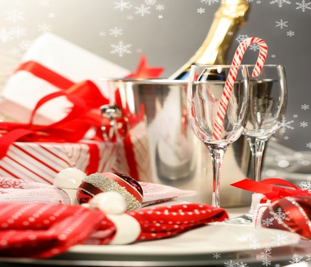 Magic Christmas - new year, beauty, xmas, gift, glasses, magic, photography, champagne, wine, balls, pretty, holiday, glass, ball, lovely, christmas, happy new year, candy, merry christmas, red, beautiful