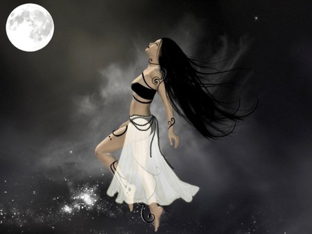 MOON DANCE - moon, stars, dance, female