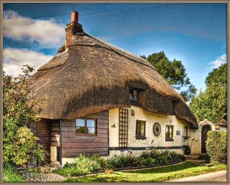 Village Cottage - village cottage, backyard, old, art photo, nice