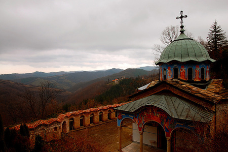 Monastery - faith, mountain, trees, photogrpahy, bulgaria, nature, cross, monastery, church, architecture, photo, religious