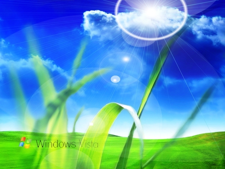 green leaf - windows, sun, microsoft, system, technology, computers, internet, 3d, green, colors