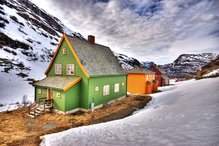 Dream home - winter, house, snow, colourful