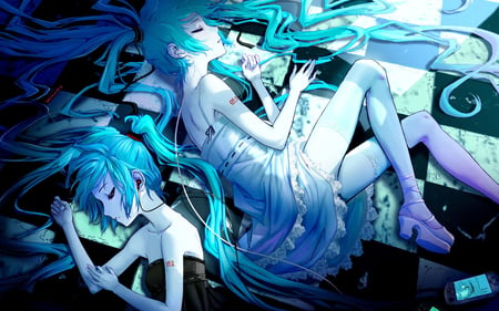 Vocaloid Miku Twins - hatsune miku, turquoise, twins, vocaloid, vocaloid 2