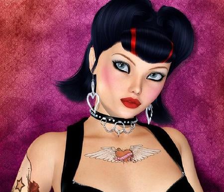 Lizette - woman, goth, necklace, tattoo