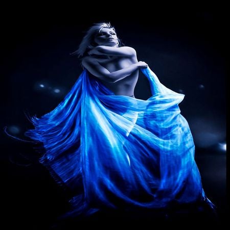 BLUE LIGHT.... - veil, light, blue, woman