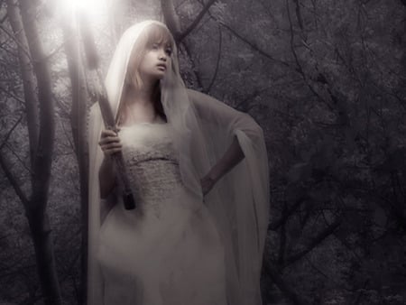 guding light in the night - dark, light, 3d, gothic, cg