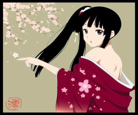 Anime - sakura, k-on, anime, kimono, mio