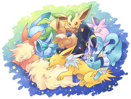 eeveelution - umbreon, pokemon, glaceon, leafeon, jolteon, eeveelution, flareon, espeon, vaporeon