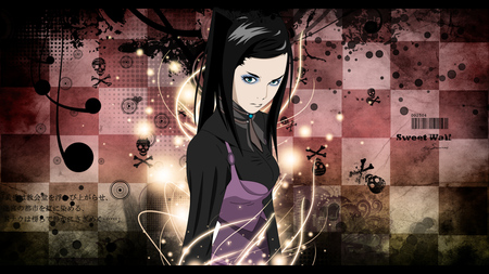 ergo-proxy-powa - sexy, hot, female, girl, blue eye, long hair, anime girl, black hair, abstract, anime, cute