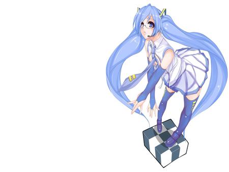 Yuki Miku - virtual, miku, vocaloids, microphone, winter, cool, headphones, awesome, vocaloid, thighhighs, anime, yuki, blue, skirt, blue eyes, snow, hatsune, cute, beautiful, hot, girl, white, box, yuki miku, blue hair, program, pretty, aqua, beauty, diva, nice, sexy, idol, headset, hatsune miku