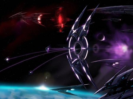 Airrivals - portal, air rivals, ships, space, black, airrivals, purple, red, blue, planet