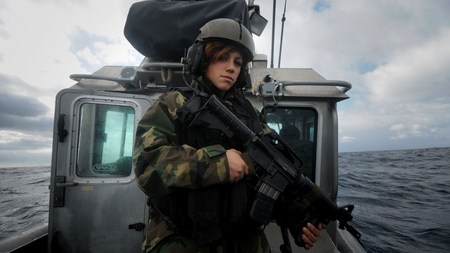 Marine Patrol - soldier, people, deadly, beautiful, model, boat, girl