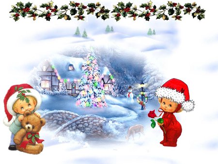 Jasnas Christmas - christmas, bear, winter, holiday, rose, children