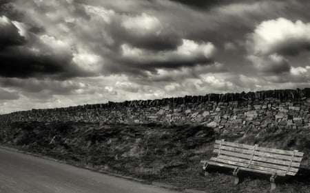 Bench - white, sky, abstract, photography, park, bench, black