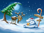 Reindeer and snowman