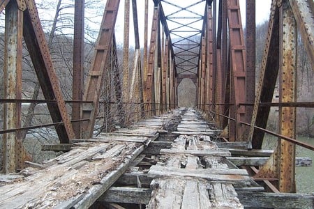 the old bridge - aged, danger, bridge, ruin