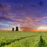 Fields in sunset