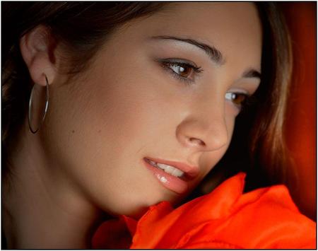 beauty - orange, rose, model, beautiful