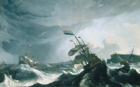 Cought in strom - strom, sea, ship