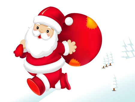 Santa on the run - holiday, santa, christmas, snow