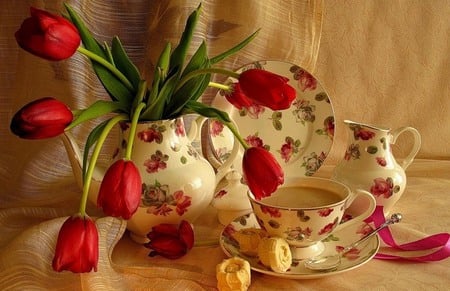 Red Tulip - tulip, flowers, cup, red