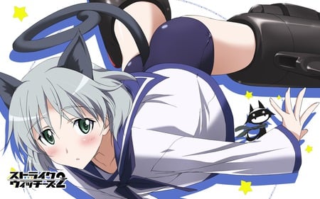 strike_witches - fondo sencillo, colegiala, mecha, neko