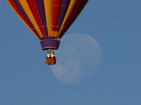 high up - aircraft, moon, hot air balloons, sky