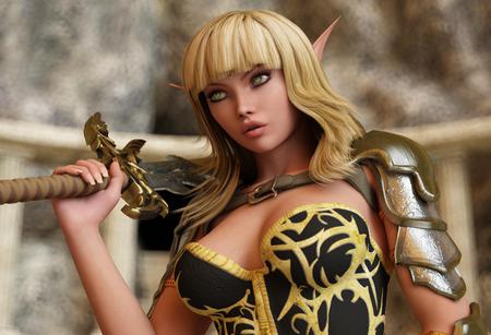 Elf - elf, 3d, fantasy, warrior