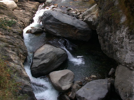 River Deep - water, wet, vegetation, deep, steep, rocks