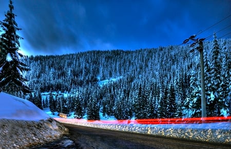 Beautiful Romanian Winter - clouds, trees, winter, romania, beautiful, road, snow, landscape, beauty, lovely, nature, mountains, peaceful, sky