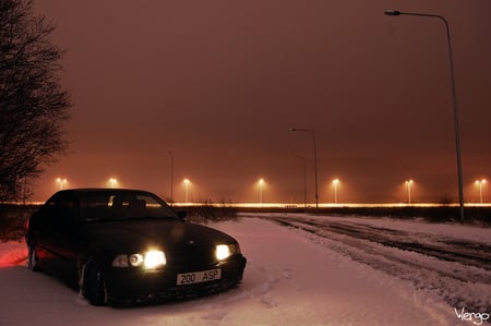 BMW 318Is - snow, bmw, night, winter