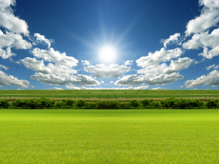 Spring - abstract, cloud, sun, field, grass